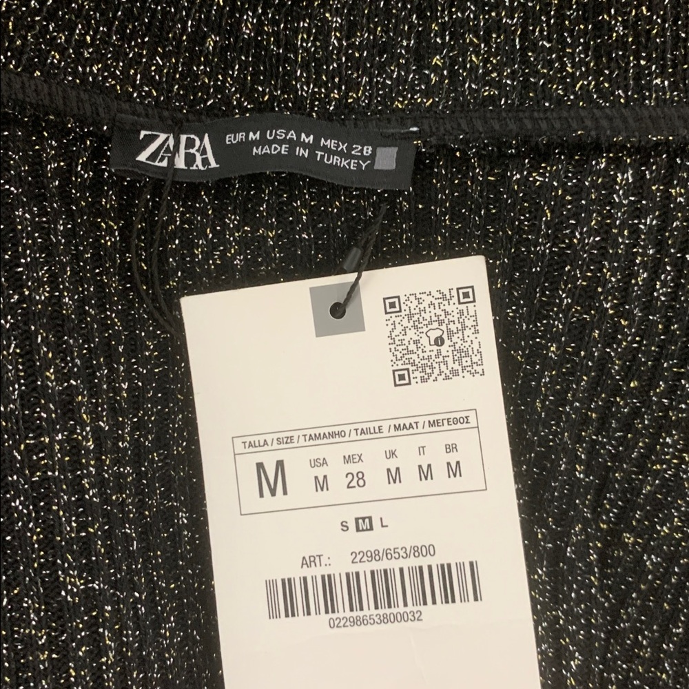 Zara NWT Metallic Thread Ribbed Cardigan size M - Picture 6 of 6